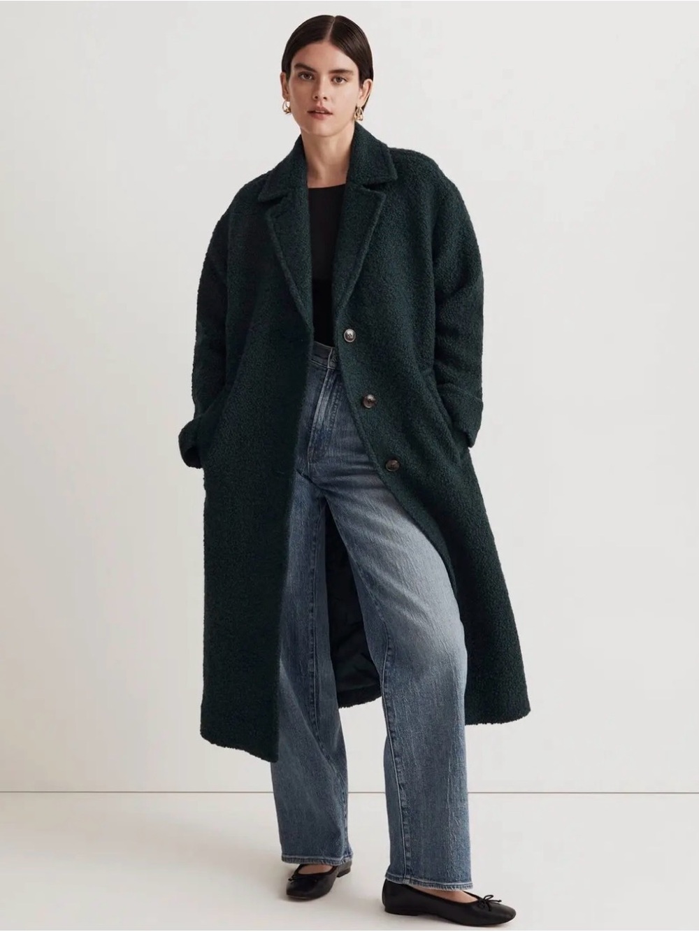 Madewell | Alonzo Coat in Boucle Deep Teal Green-Medium